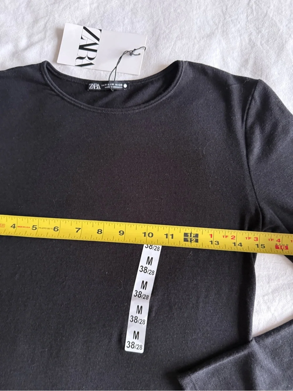NWT Zara Basic Black Long Sleeve Top Tee Size M